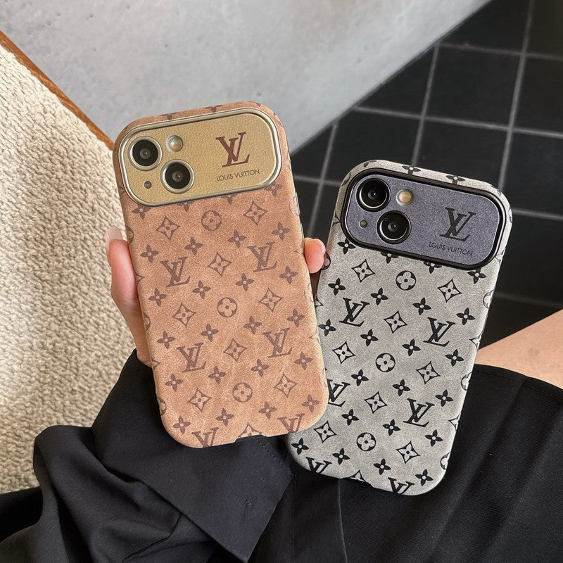 Luksus brun & Sort klassisk læder-iPhone-cover