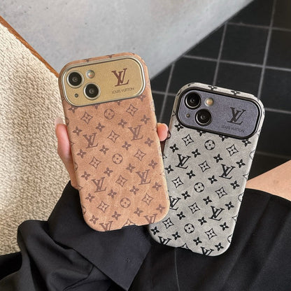 Luksus brun & Sort klassisk læder-iPhone-cover