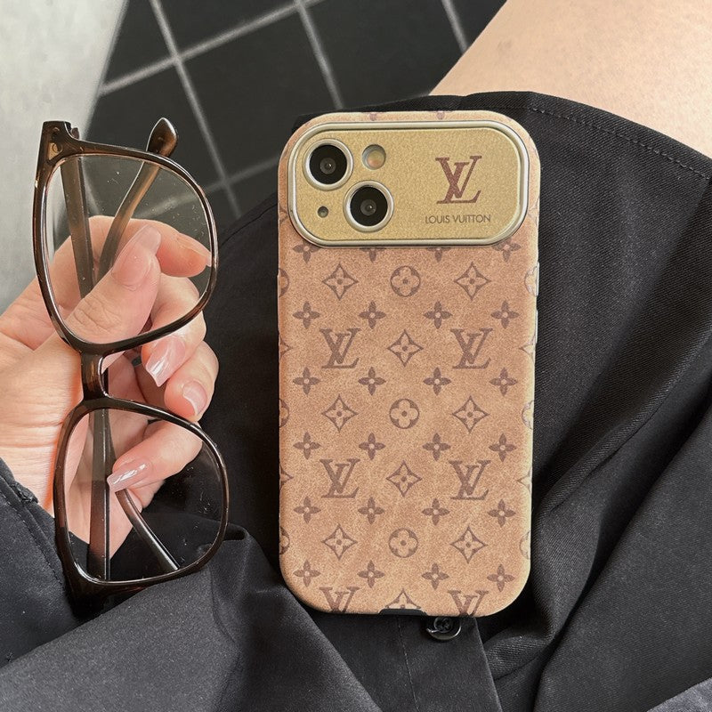Luksus brun & Sort klassisk læder-iPhone-cover