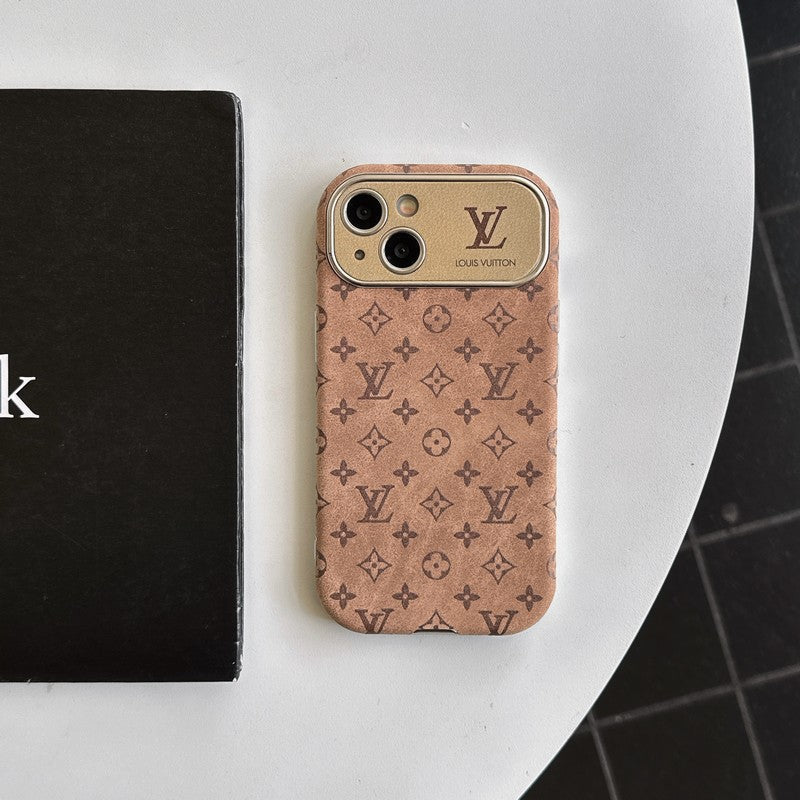Luksus brun & Sort klassisk læder-iPhone-cover
