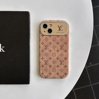 Luksus brun & Sort klassisk læder-iPhone-cover