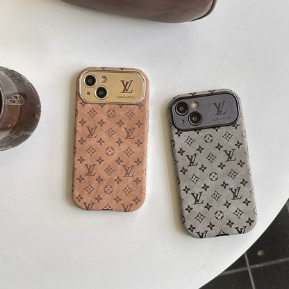 Luksus brun & Sort klassisk læder-iPhone-cover