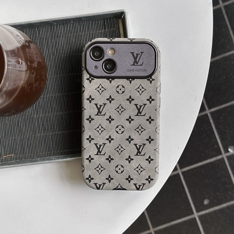 Luksus brun & Sort klassisk læder-iPhone-cover