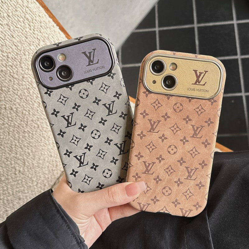 Luksus brun & Sort klassisk læder-iPhone-cover
