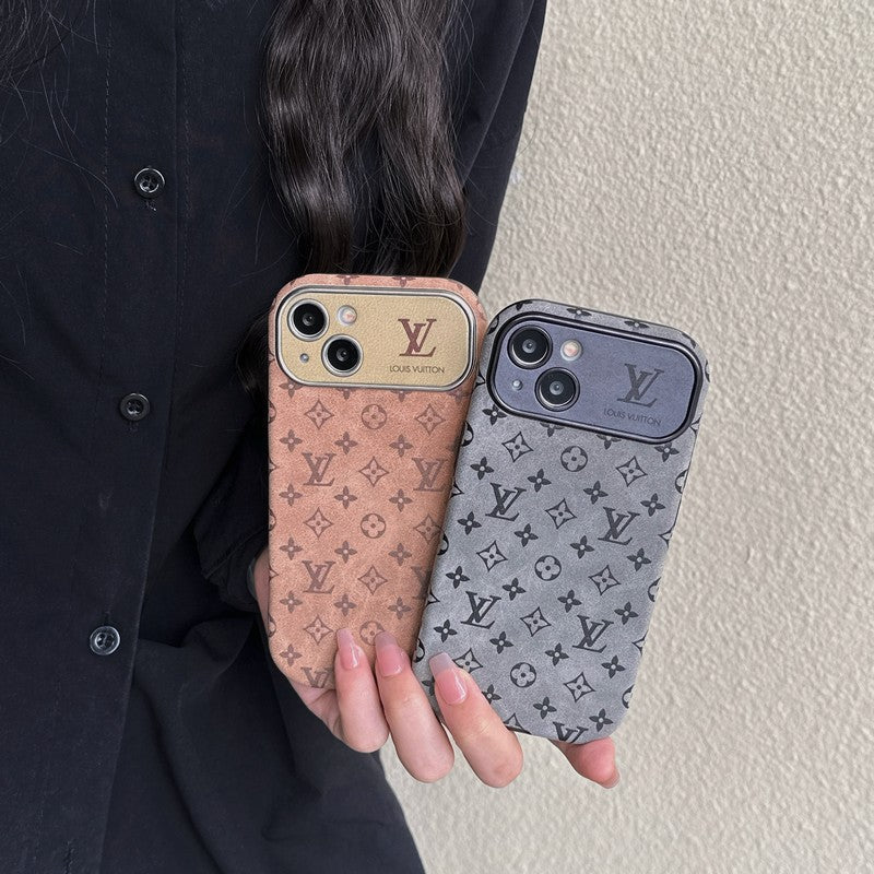 Luksus brun & Sort klassisk læder-iPhone-cover