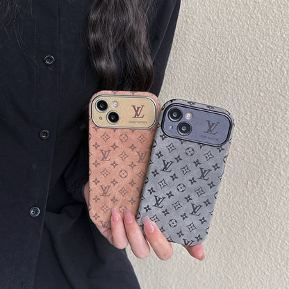 Luksus brun & Sort klassisk læder-iPhone-cover