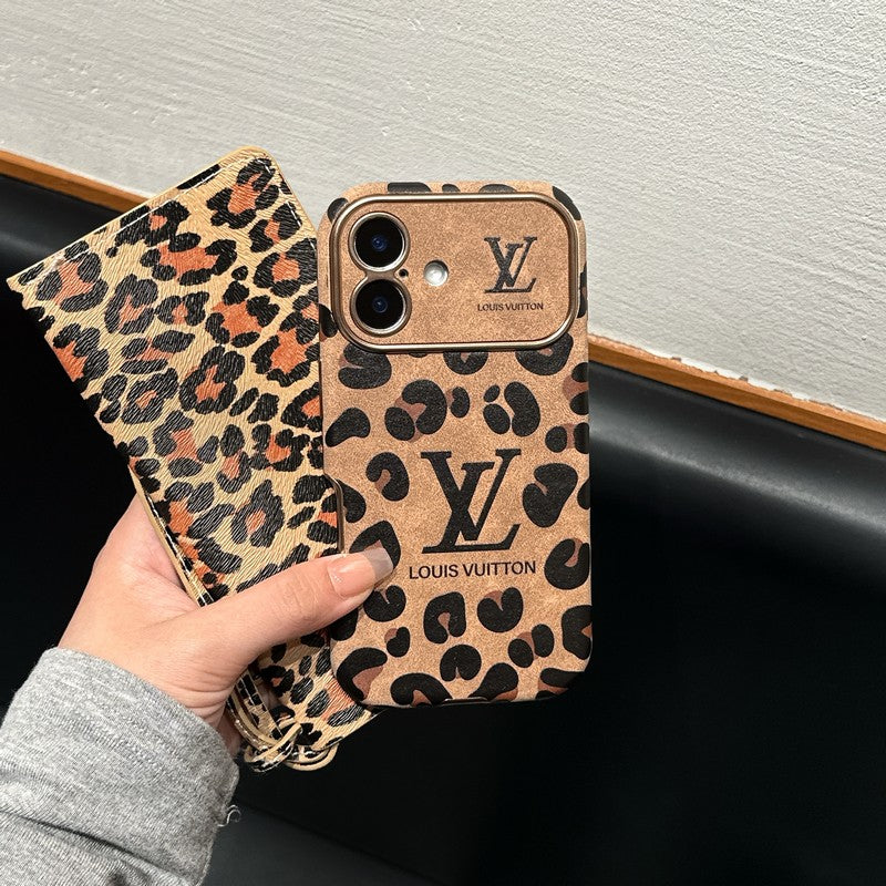 Luksus brun & lilla farvet læder-iPhone-cover
