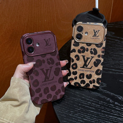 Luksus brun & lilla farvet læder-iPhone-cover
