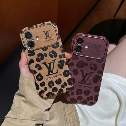Luksus brun & lilla farvet læder-iPhone-cover