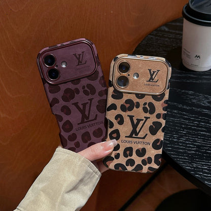Luksus brun & lilla farvet læder-iPhone-cover