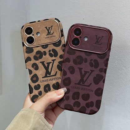 Luksus brun & lilla farvet læder-iPhone-cover
