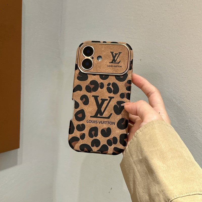 Luksus brun & lilla farvet læder-iPhone-cover