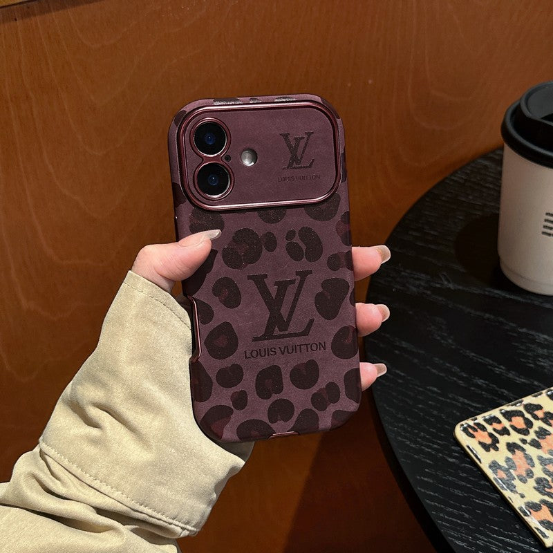 Luksus brun & lilla farvet læder-iPhone-cover