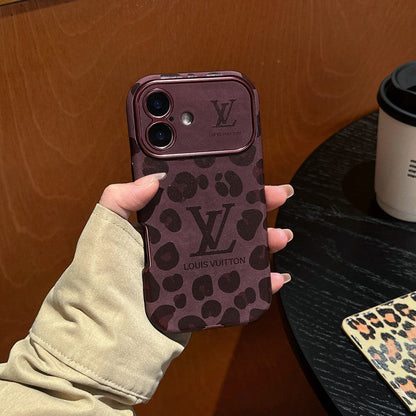 Luksus brun & lilla farvet læder-iPhone-cover