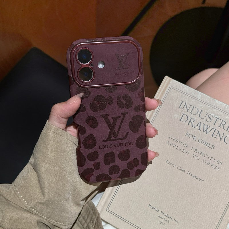 Luksus brun & lilla farvet læder-iPhone-cover