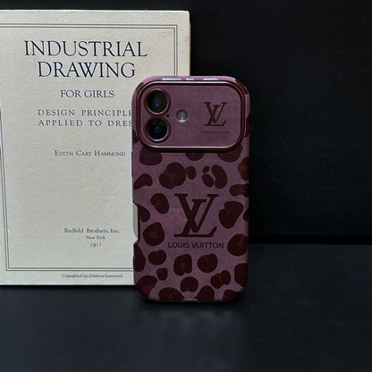 Luksus brun & lilla farvet læder-iPhone-cover