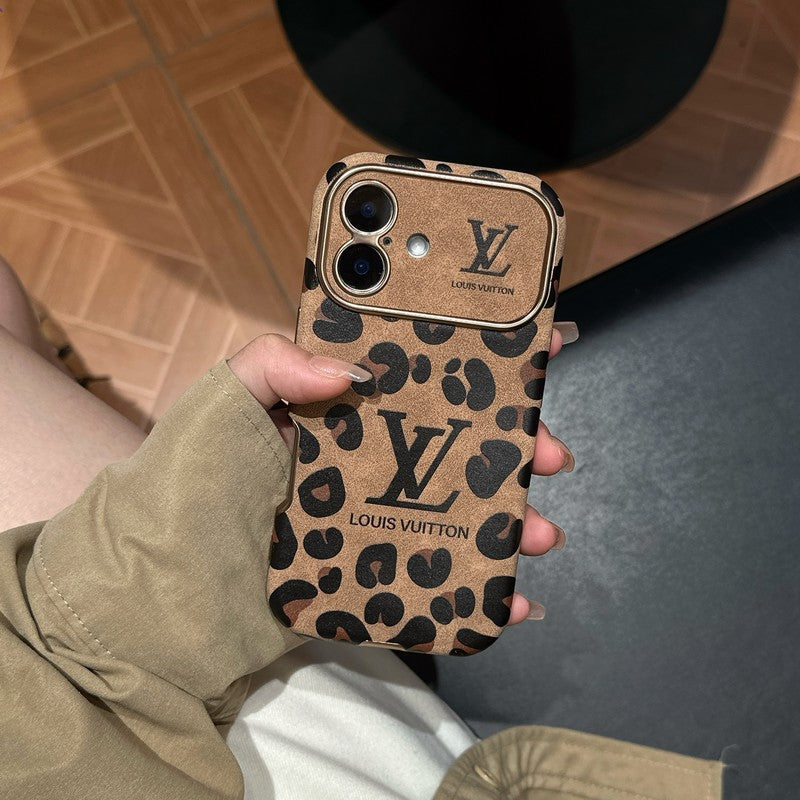 Luksus brun & lilla farvet læder-iPhone-cover