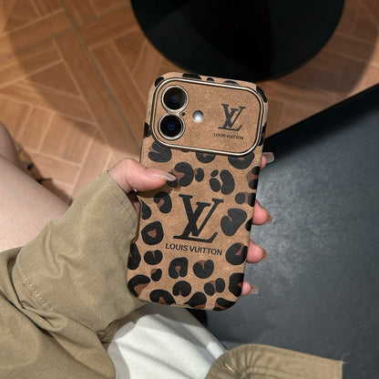 Luksus brun & lilla farvet læder-iPhone-cover