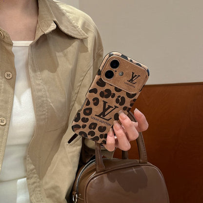 Luksus brun & lilla farvet læder-iPhone-cover