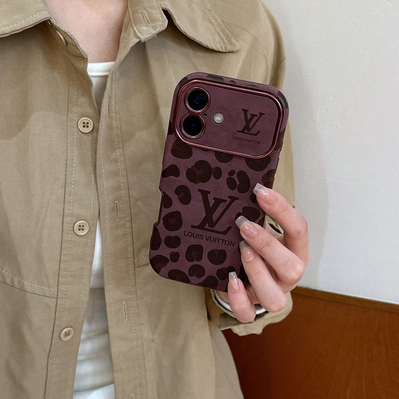 Luksus brun & lilla farvet læder-iPhone-cover