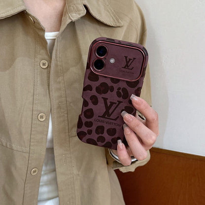 Luksus brun & lilla farvet læder-iPhone-cover