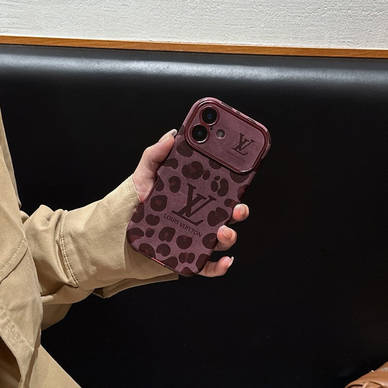 Luksus brun & lilla farvet læder-iPhone-cover