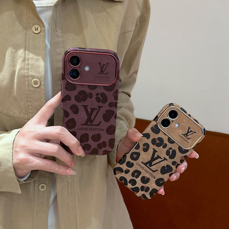Luksus brun & lilla farvet læder-iPhone-cover