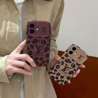Luksus brun & lilla farvet læder-iPhone-cover