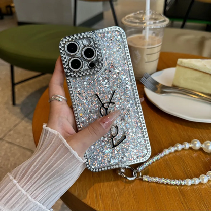 Luksus Glitter Holographic Y - S - L-inspireret iPhone-cover – Diamond Shine Edition