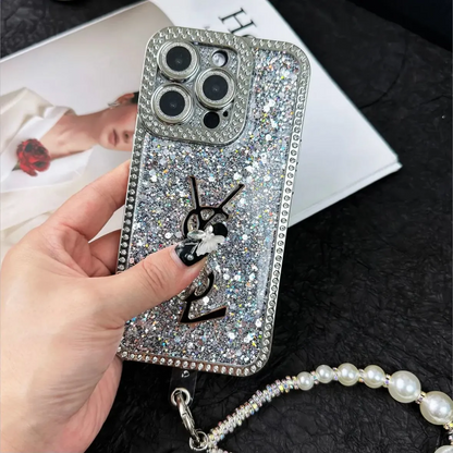 Luksus Glitter Holographic Y - S - L-inspireret iPhone-cover – Diamond Shine Edition