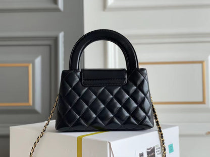 Noir Quilted Top-Handle Chain Mini Bag 026