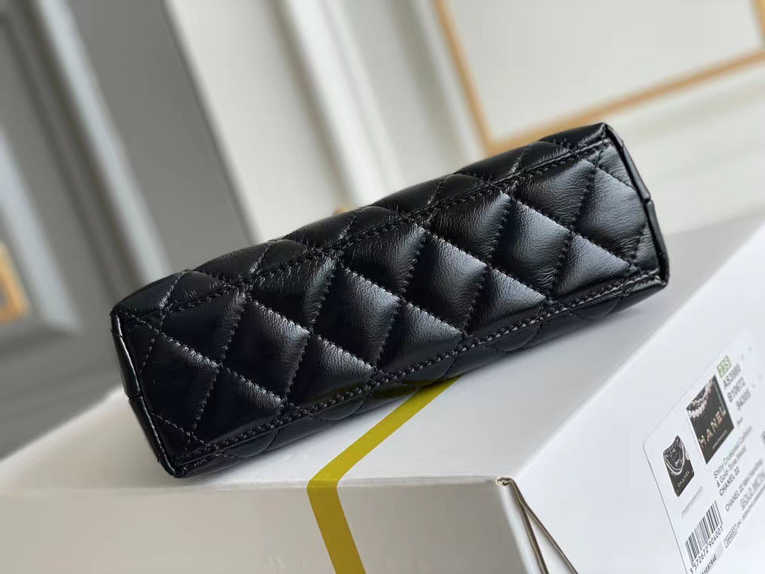 Noir Quilted Top-Handle Chain Mini Bag 026