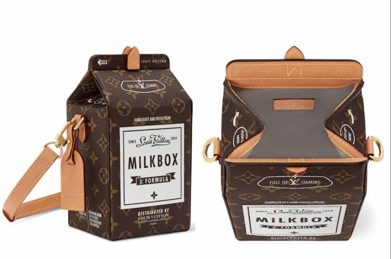 Limited-edition milk carton-style fashion handbag