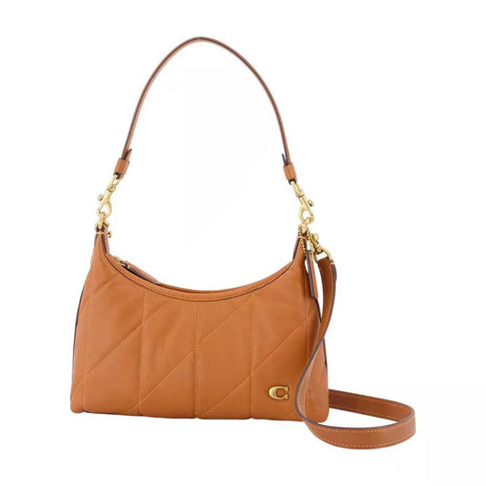 Vintage Diamond-Stitched Genuine Leather Underarm Crossbody Bag