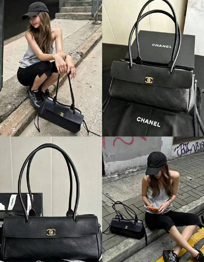 Light Luxury Litchi Grain Leather Quilted Shoulder & Handbag