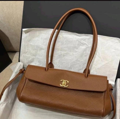 Light Luxury Litchi Grain Leather Quilted Shoulder & Handbag