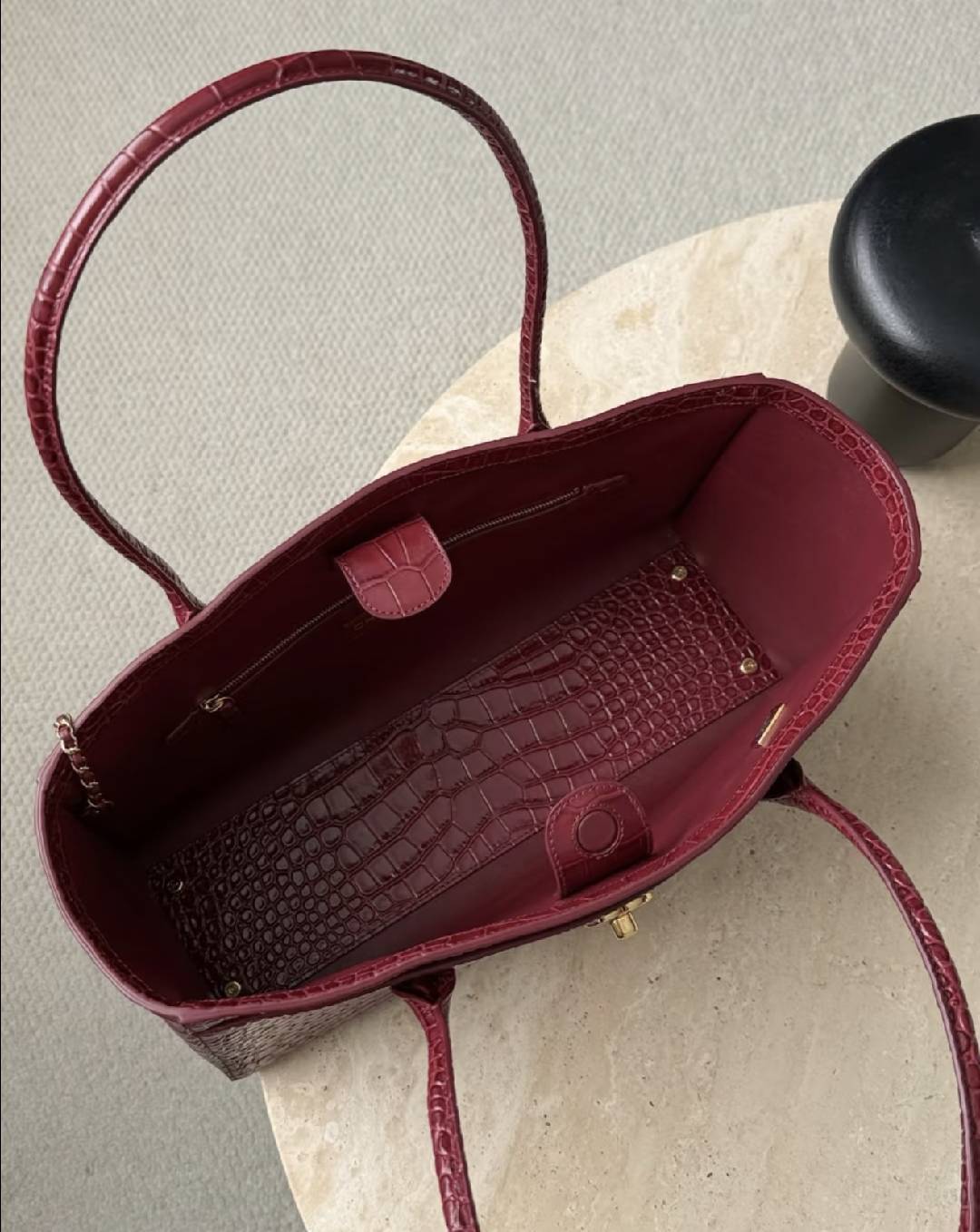 Luxury Full-Grain Leather Croc Embossed Large Capacity Work Tote