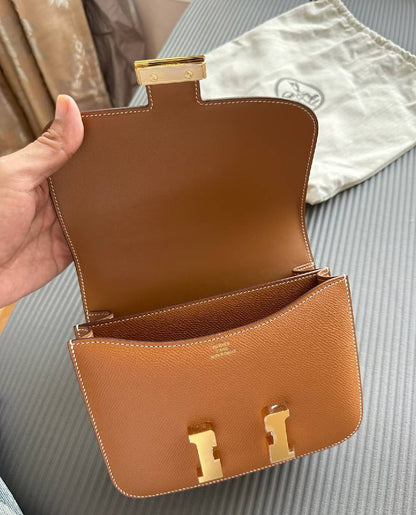 Luxury Top-Grain Leather H Lock Constance Crossbody Shoulder Bag