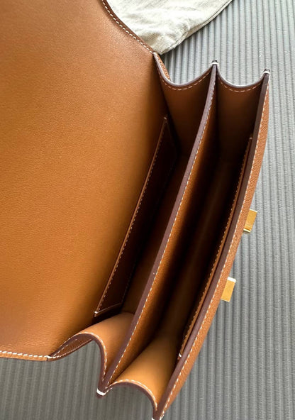 Luxury Top-Grain Leather H Lock Constance Crossbody Shoulder Bag