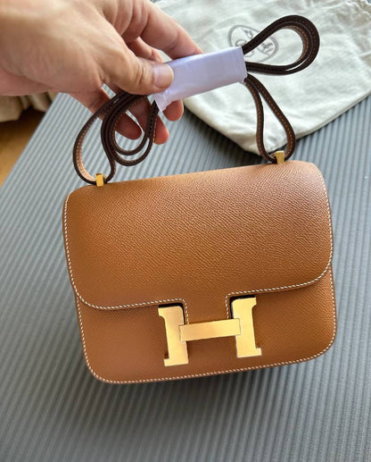 Luxury Top-Grain Leather H Lock Constance Crossbody Shoulder Bag