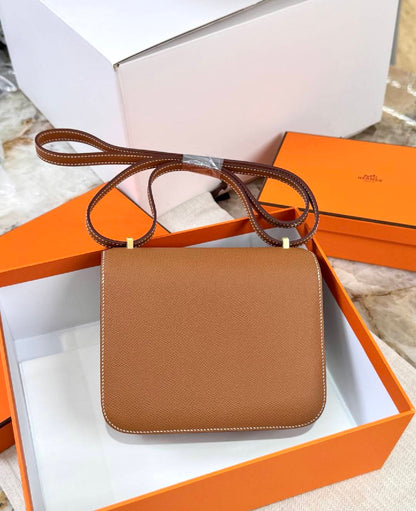Luxury Top-Grain Leather H Lock Constance Crossbody Shoulder Bag
