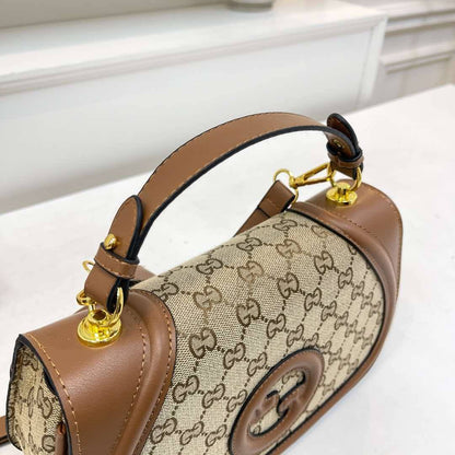 Luxury Vintage Monogram Canvas Curved Saddle Bag