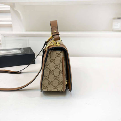 Luxury Vintage Monogram Canvas Curved Saddle Bag