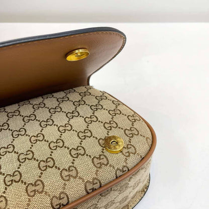 Luxury Vintage Monogram Canvas Curved Saddle Bag