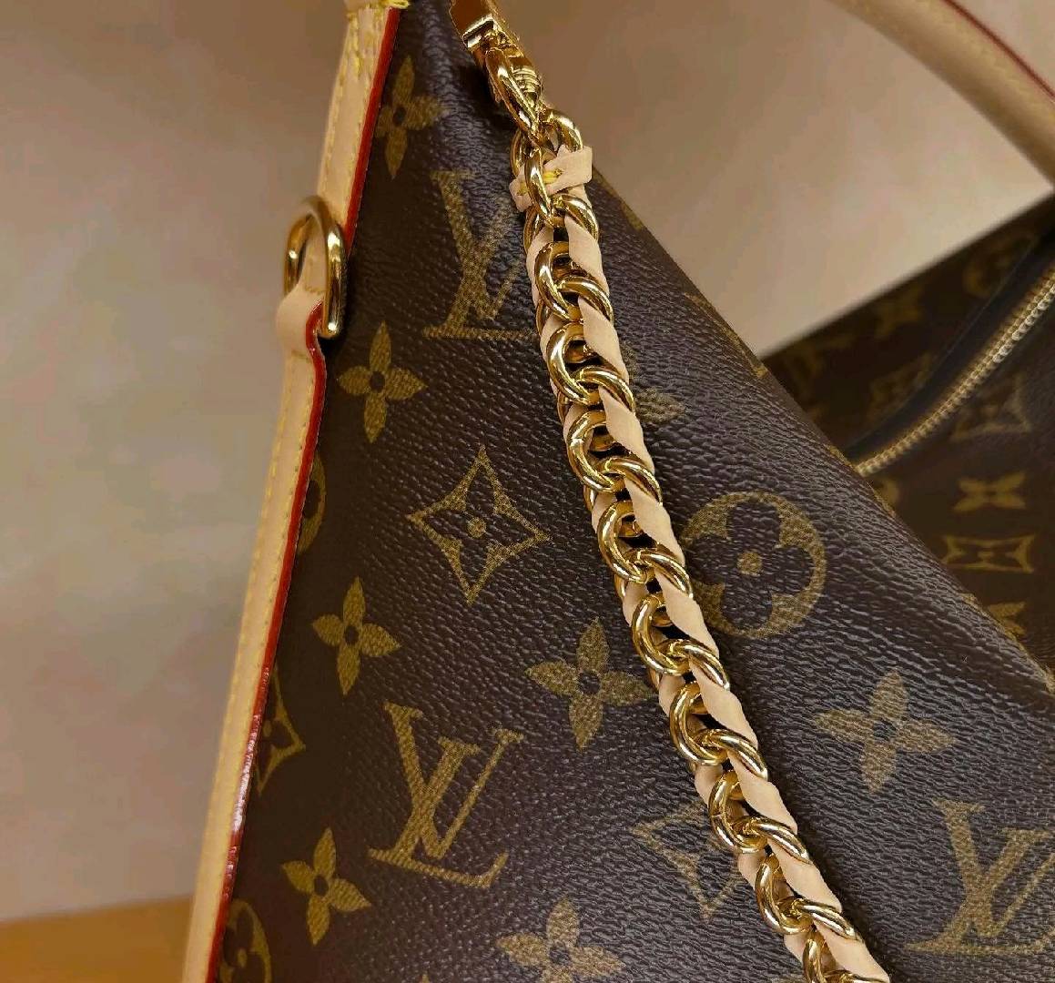 Vintage Monogram Print Zipper Shoulder Pouch