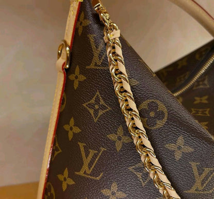 Vintage Monogram Print Zipper Shoulder Pouch