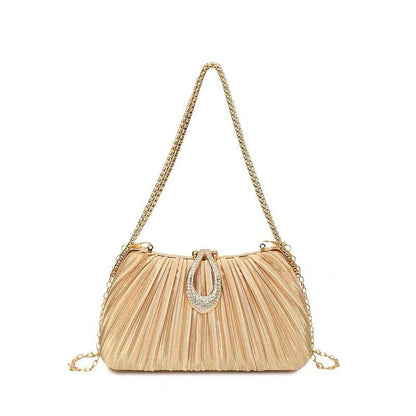Pleated Rhinestone Evening Clutch Bag