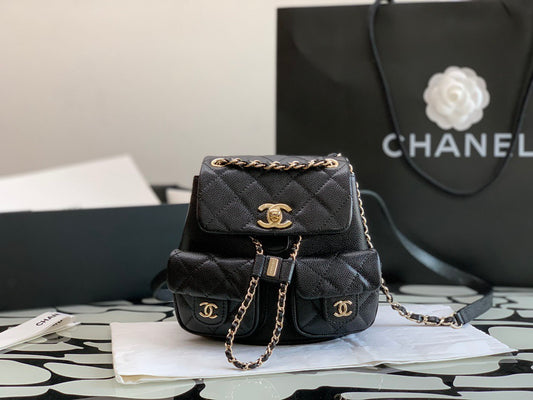 Quilted Chain‑Decor Mini Backpack