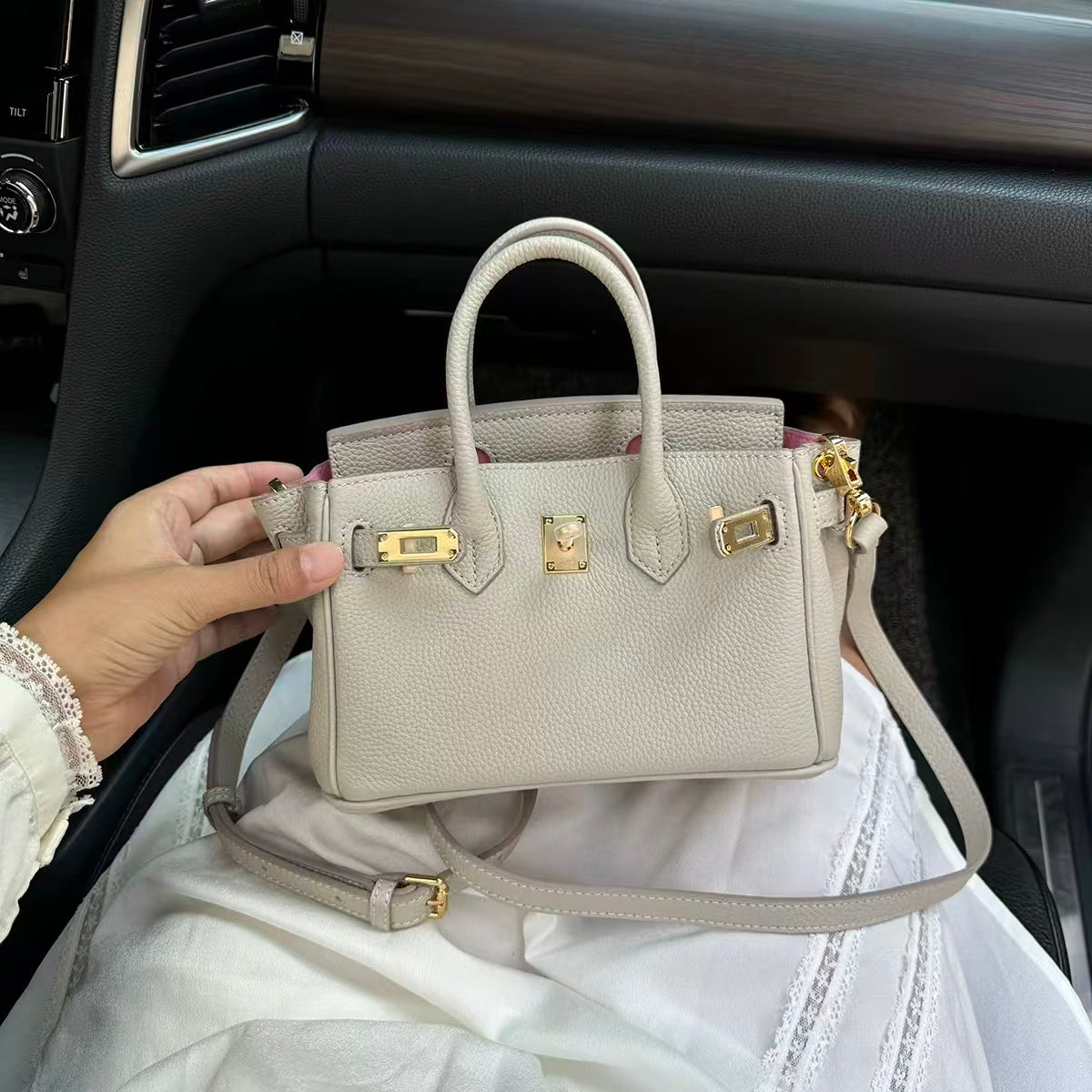 Luxury Litchi‑Grain Mini Handbag Crossbody Bag