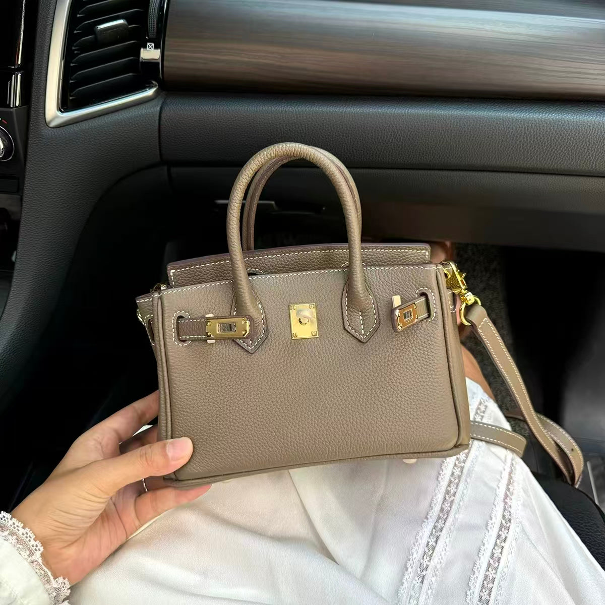Luxury Litchi‑Grain Mini Handbag Crossbody Bag